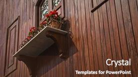  Presentation with house window - PPT layouts featuring window with balcony of a vintage wooden house a below angle view background and a tawny brown colored foreground