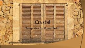  Presentation with stacked stone wall - Audience pleasing slides consisting of window with closed wooden shutters backdrop and a coral colored foreground