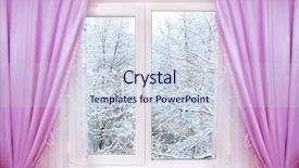  Presentation with curtains - PPT theme featuring window with pink curtains background and a  colored foreground