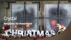  Presentation with christmas candles - Presentation theme having window with red candles horse background and a gray colored foreground