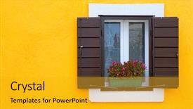  Presentation with house window - Audience pleasing slide deck consisting of window backdrop and a gold colored foreground