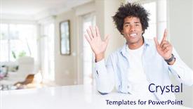  Presentation with home - Amazing PPT theme having windows 7 - african american man at home backdrop and a  colored foreground
