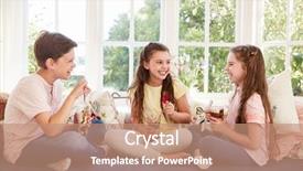  Presentation with ice cream - Colorful PPT layouts enhanced with windows 7 - children sitting on window seat backdrop and a coral colored foreground