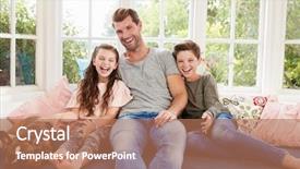  Presentation with children reading - Audience pleasing PPT layouts consisting of windows 7 - father reading book with children backdrop and a coral colored foreground