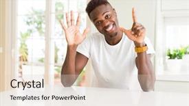 Presentation with african american in technology - Beautiful slide deck featuring windows 7 - handsome african american man backdrop and a  colored foreground