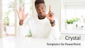  Presentation with generational african american culture - Colorful PPT layouts enhanced with windows 7 - handsome african american man backdrop and a sky blue colored foreground