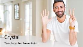  Presentation with number - Slide set with windows 7 - handsome hispanic man casual white background and a  colored foreground