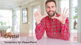  Presentation with colorful - PPT layouts enhanced with windows 7 - handsome man wearing colorful shirt background and a  colored foreground