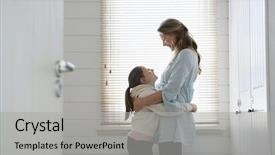  Presentation with mother and sons - Colorful slide deck enhanced with windows 7 - mother and daughter hugging standing backdrop and a light gray colored foreground