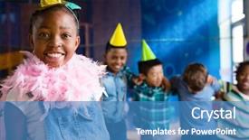  Presentation with illustration for 75th birthday party - Beautiful presentation theme featuring windows 7 - portrait of girl wearing feather backdrop and a teal colored foreground