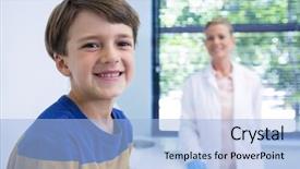  Presentation with dentist - Slide deck with windows 7 - portrait of smiling boy background and a  colored foreground