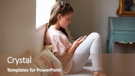  Presentation with game - PPT theme consisting of windows 7 - smiling girl sitting on window background and a  colored foreground