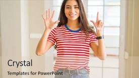  Presentation with number - Slide set with windows 7 - young beautiful woman wearing casual background and a lemonade colored foreground