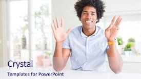  Presentation with african american business - Cool new PPT theme with windows 8 - african american business man showing backdrop and a sky blue colored foreground