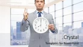  Presentation with office management - Theme having windows 8 - business people time management background and a light gray colored foreground