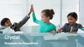  Presentation with people - PPT layouts with windows 8 - business people working in boardroom background and a seafoam green colored foreground