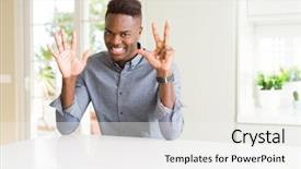  Presentation with knitting african american - Cool new slide deck with windows 8 - handsome african american man backdrop and a sky blue colored foreground