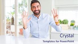  Presentation with eight - Presentation theme featuring windows 8 - handsome hispanic business man showing background and a sky blue colored foreground