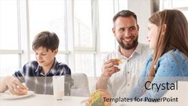  Presentation with breakfast children - Theme having windows 8 - happy smiling father with children background and a  colored foreground