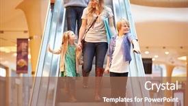  Presentation with middle east dubai mall shopping - Colorful presentation theme enhanced with windows 8 - mother and children on escalator backdrop and a coral colored foreground
