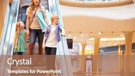  Presentation with middle east dubai mall shopping - Amazing slide set having windows 8 - mother and children on escalator backdrop and a coral colored foreground