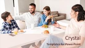  Presentation with conflicts parents and children - Slide deck with windows 8 - photo of caucasian parents background and a lemonade colored foreground