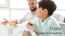  Presentation with father - Audience pleasing presentation design consisting of windows 8 - photo of father 30s backdrop and a  colored foreground