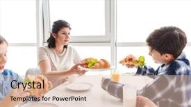  Presentation with breakfast children - Presentation design consisting of windows 8 - photo of happy family background and a lemonade colored foreground