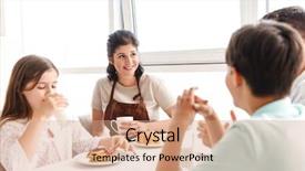  Presentation with children parents - Slide set with windows 8 - photo of smiling parents background and a coral colored foreground