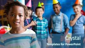  Presentation with birthday party - Audience pleasing presentation theme consisting of windows 8 - portrait of girl wearing party backdrop and a ocean colored foreground