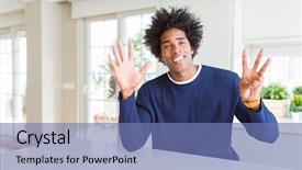  Presentation with eight - Slide deck with windows 8 - young african american man wearing background and a teal colored foreground