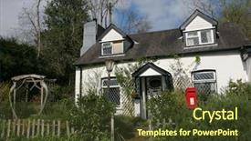  Presentation with old big bike on white - Presentation theme with windows and a red post background and a  colored foreground