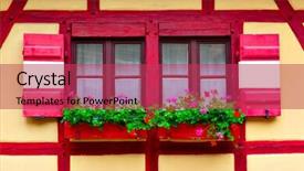  Presentation with old house - PPT theme consisting of windows-of-old-house background and a red colored foreground