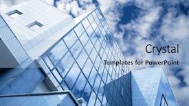  Presentation with skyscraper - Presentation having windows of skyscraper with reflections background and a light blue colored foreground
