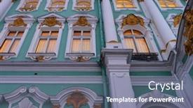  Presentation with culture building - Presentation theme consisting of windows-of-the-hermitage-building background and a gray colored foreground