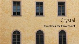  Presentation with windows - Colorful theme enhanced with windows-on-old-stone-wall backdrop and a coral colored foreground