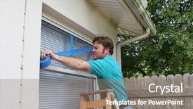  Presentation with broken glass - Colorful PPT theme enhanced with windows to protect from broken backdrop and a gray colored foreground