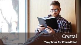  Presentation with student - Slide set having windowsill in library and reading background and a wine colored foreground