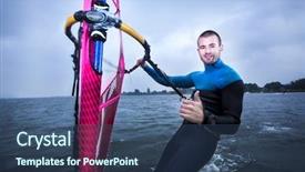  Presentation with strong wind - Colorful slide deck enhanced with windsurfer enjoying the strong wind looking happy backdrop and a ocean colored foreground