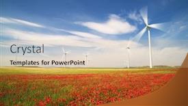  Presentation with power - Colorful presentation design enhanced with windturbines-for-electric-power-production backdrop and a coral colored foreground
