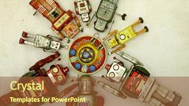  Presentation with davinci robot in medical - Audience pleasing PPT layouts consisting of robot gather round there mother backdrop and a tawny brown colored foreground