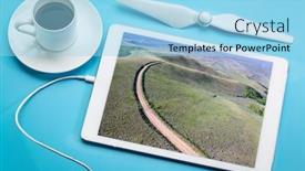  Presentation with mountain view - Cool new presentation design with windy-back-country-road-aerial backdrop and a arctic colored foreground