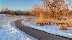  Presentation with e bike - Amazing slide set having windy-bike-trail-in-winter backdrop and a coral colored foreground