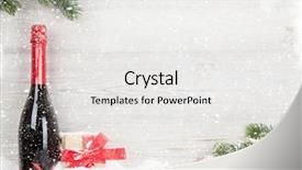  Presentation with fir tree - PPT theme having wine - christmas gift box champagne bottle background and a white colored foreground