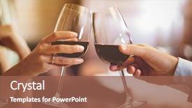  Presentation with restaurant toasting - Colorful presentation theme enhanced with wine - couple toasting wineglasses backdrop and a violet colored foreground