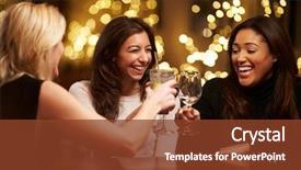  Presentation with friends - Theme enhanced with wine - group of female friends enjoying background and a tawny brown colored foreground