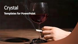  Presentation with alcoholism - Audience pleasing PPT theme consisting of wine alcoholism and nicotine backdrop and a wine colored foreground