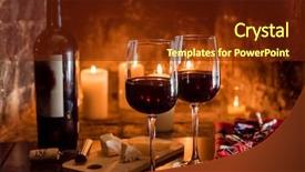  Presentation with wine cheese - Presentation theme consisting of wine and a fire background and a tawny brown colored foreground
