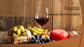  Presentation with red wine cheese - Slides having wine and cheese on old background and a  colored foreground