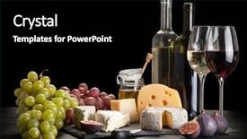  Presentation with wine cheese - PPT theme with wine and cheese still life background and a black colored foreground